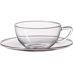 Glastasse mit Untertasse