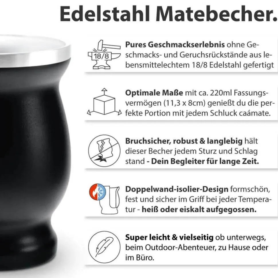 Mate Tee Set Edelstahl Becher