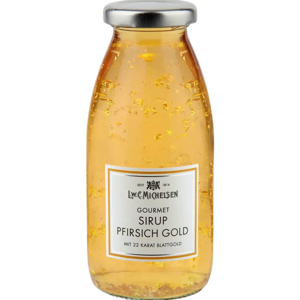 Pfirsich Gold Sirup mit Blattgold