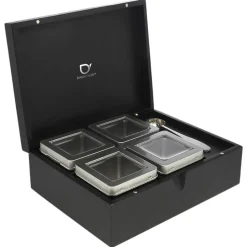 Teebox Bambus mit 4 Teedosen & Teemaßlöffel
