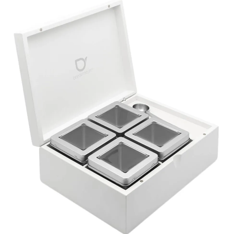 Teebox Bambus mit 4 Teedosen & Teemaßlöffel